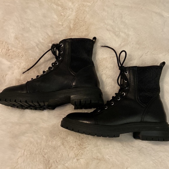 Franco Sarto Combat Boots Lug Sole Black Sz 7.5 - Picture 5 of 9